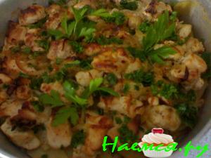 Запеканка с грибами, картошкой и курицей