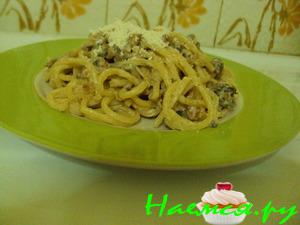 Спагетти "карбонара" с шампиньонами