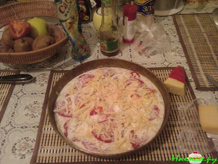 Пангасиус с сыром и помидорами