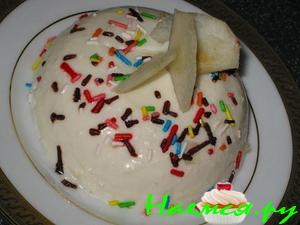 Сметанно-творожный желейный десерт с фруктами