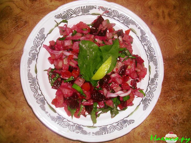 Винегрет со щавелем и свежим огурцом