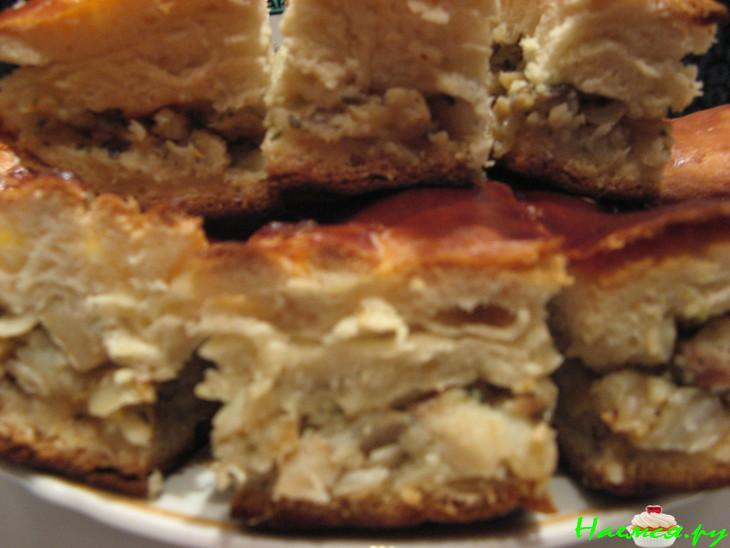 Пирог рыбный с капустой и картофелем