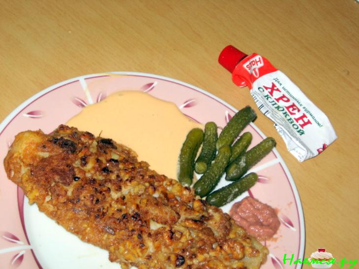 Морской язык в ореховой панировке