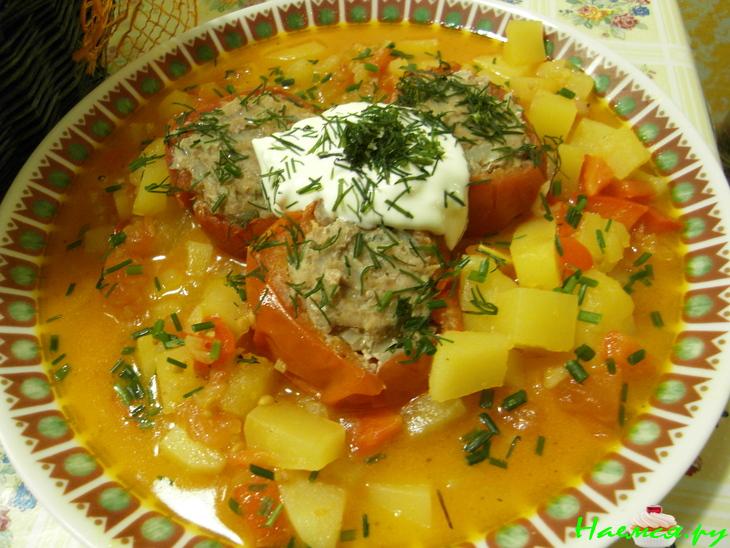 Помидоры фаршированные с супом