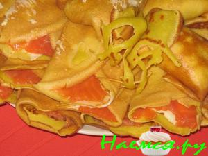 На завтрак блинчики с семгой