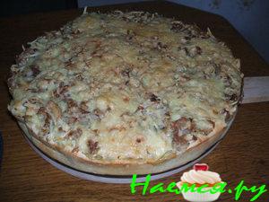 Пирог рыбный с шампиньонами