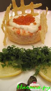 "Ленивые" креветки на подушке из лосося