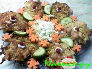 Картофельные оладушки с семгой