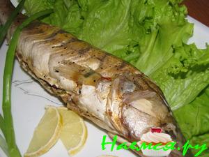 Судак запечённый с сыром и грибами