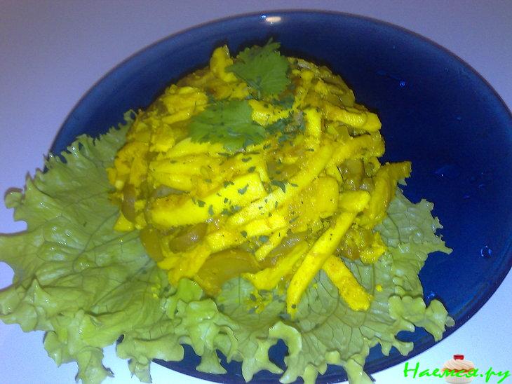 Кальмары жареные с грибами