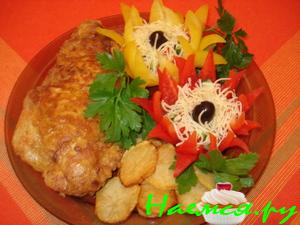 Фаршированная отбивная в коньячно – горчичном маринаде