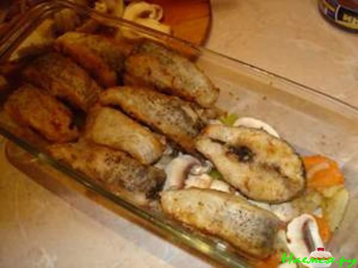 Щука жареная с овощным гарниром под сливочным соусом "По щучьему веленью, по моему хотенью!"