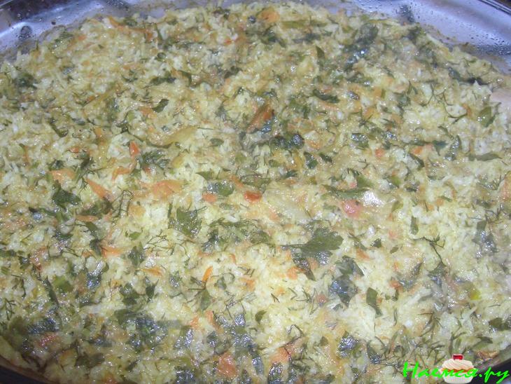 Курица запеченная под рисом