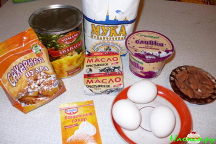 Ананасовый пирог со сливками и миндалем