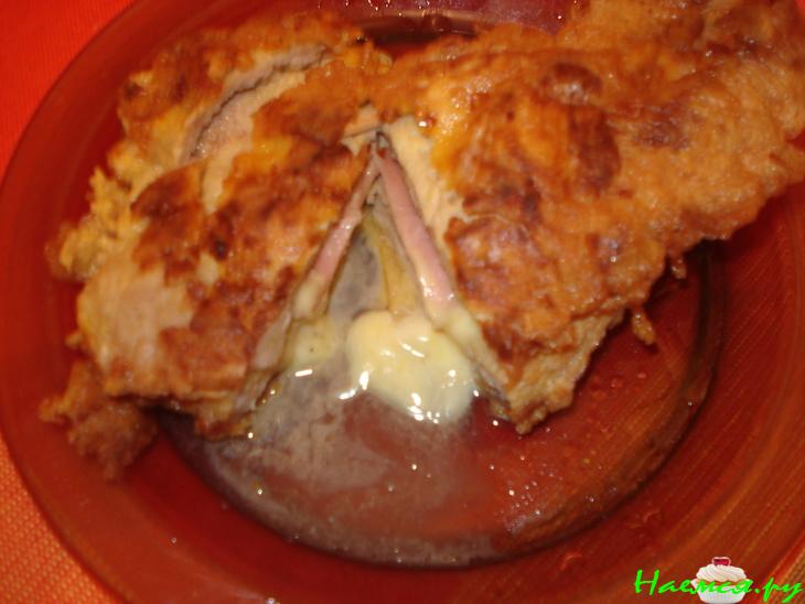 Фаршированная отбивная в коньячно – горчичном маринаде