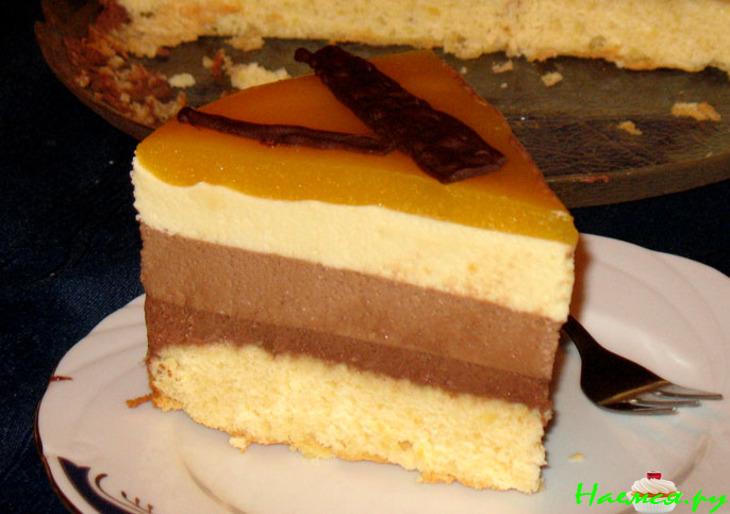 Торт "Триколор" под манговым покрытием Торт "Триколор" под манговым покрытием