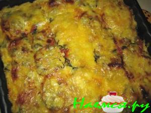 Овощная запеканка с беконом