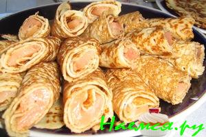 Блинчики заварные с семгой