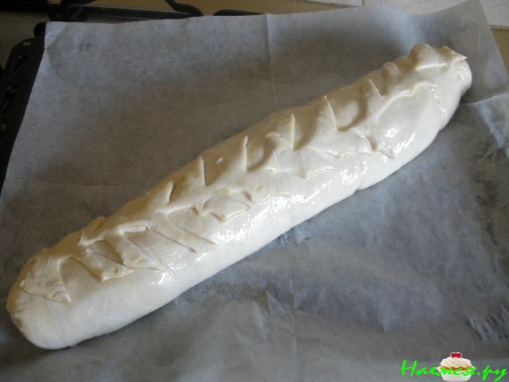 Слоеный пирог с уткой и сыром чечил