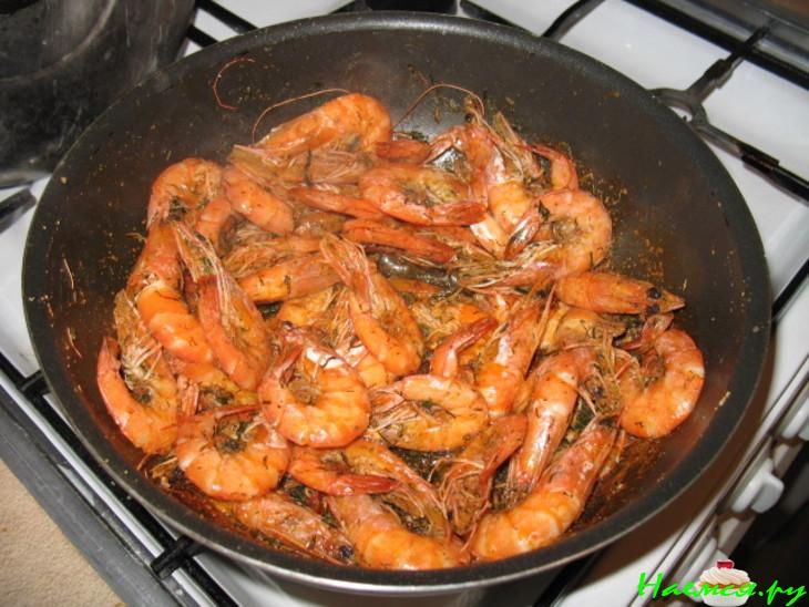 Креветки по-китайски с чесноком