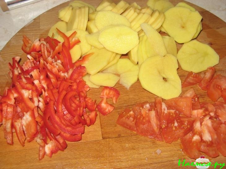 Морская курица с овощами в фольге