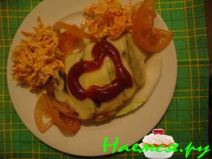 Мясо (свиная корейка) с шампиньонами