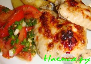 Куриные крылышки фаршированные шампиньонами с луком пореем