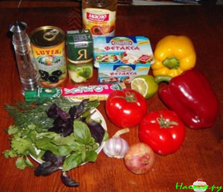 Салат "Греческий" с горчицей и чесноком