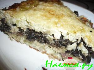 Овощной тортик из цветной капусты с мясом и грибами