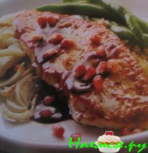 Глазированная индейка с обжаренным укропом и гранатом