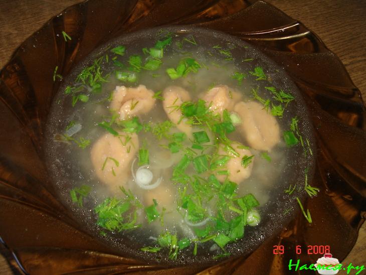 Лёгкий супчик "Розовые клёцки"