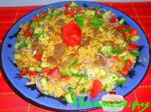 Рис с чечевицей и телятиной