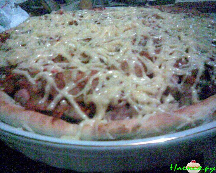 Двухслойный открытый пирог "Ассорти" по мотивам американской пиццы