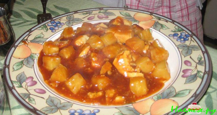 Рыба в кисло-сладком соусе с ананасами Рыба в кисло-сладком соусе с ананасами