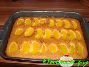 Пирог с персиками (Blechkuchen mit Pfirsichen)