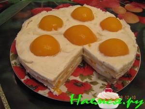 Торт 'Яичница' с персиками