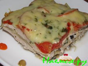 Куриная грудка, запечённая с баклажанами и помидорами Куриная грудка, запечённая с баклажанами и помидорами