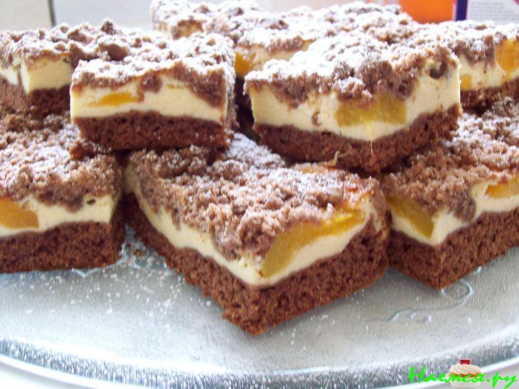 Абрикосово-шоколадный пирог с творогом и посыпкой "Штрейзель" 