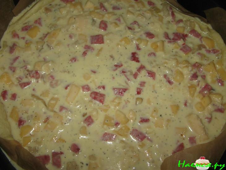 Киш с рисом и салями