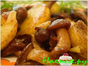 Опята с молодой картошечкой