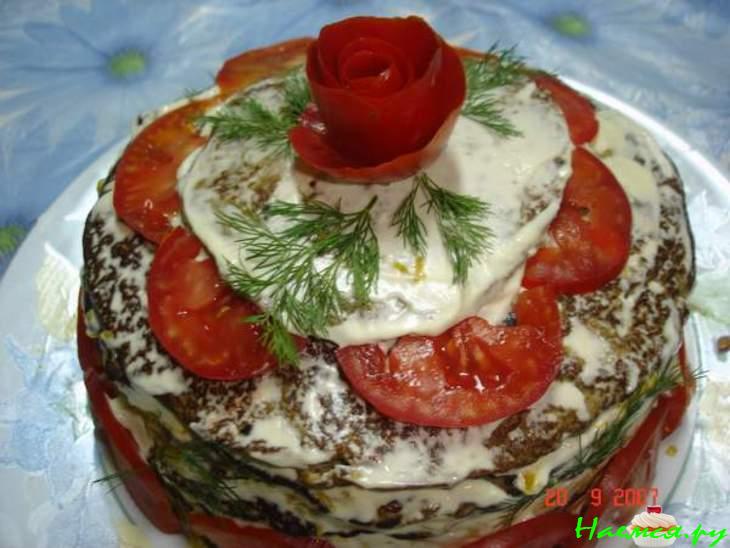 Печёночный праздничный торт