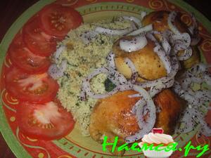 Мятный кускус с курицей в йогуртовой корочке