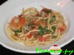 Спагетти с креветками в средиземном стиле Спагетти с креветками в средиземном стиле