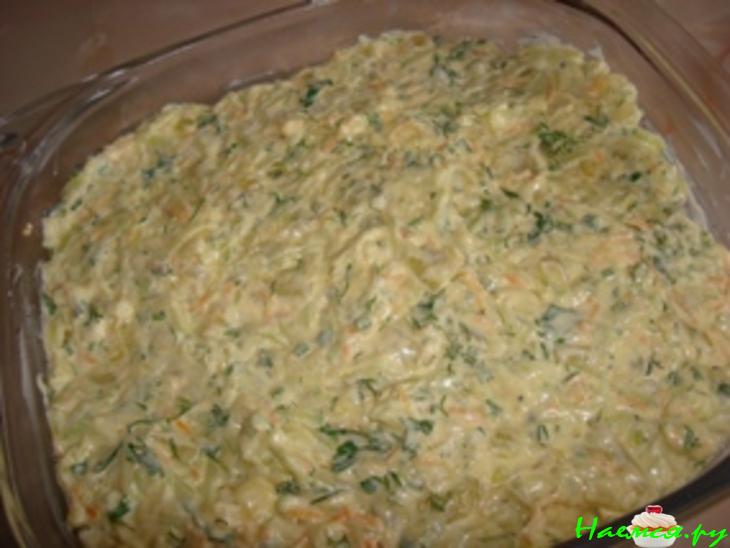 Палтус, запеченный с кабачком