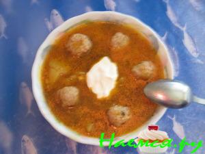 Рассольник с мясными шариками