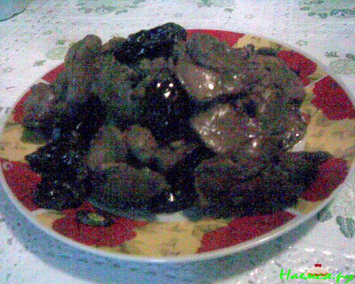 Пикантная рисовая запеканочка с куриной печенью и черносливом