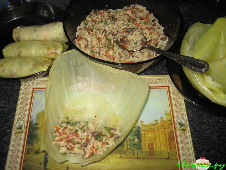 Постные голубцы с шампиньонами