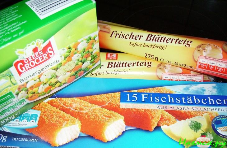 Слойка-пирог с рыбными палочками (мужской подход)