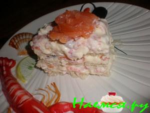 Рыбный торт с сырно-майонезной пропиткой