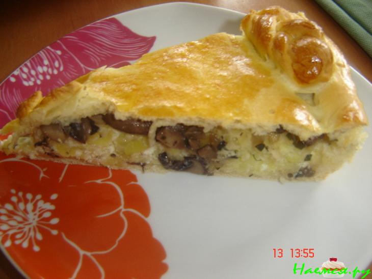 Пирог с картофельно-творожно-грибной начинкой